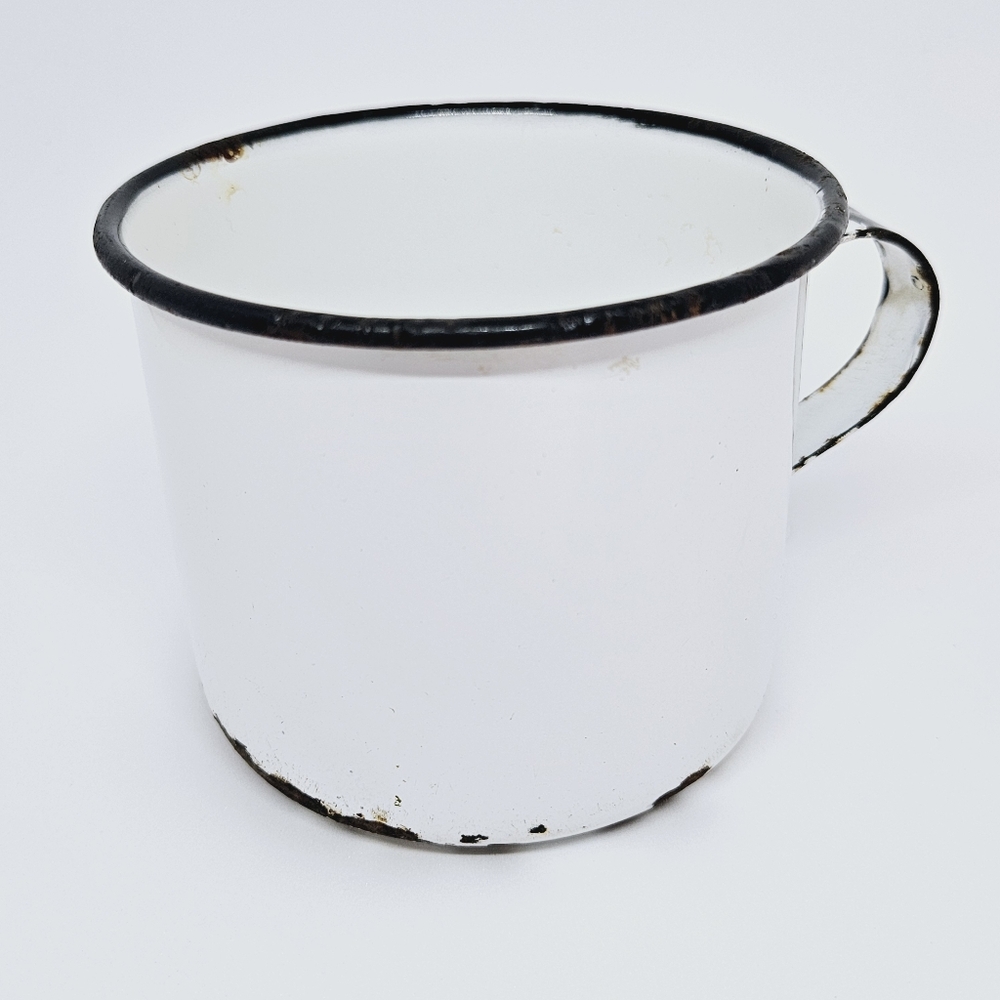 Antique Enamel Metal Coffee Tea Cup